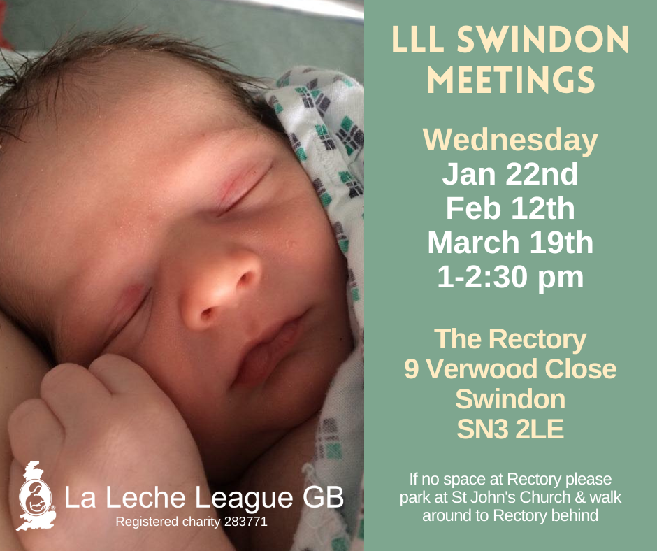 LLL Swindon Meetings Wednesday, January 22nd, February 12th, March 19th, 1-2:30 pm, The Rectory 9 Verwood Close, SN3 2LE